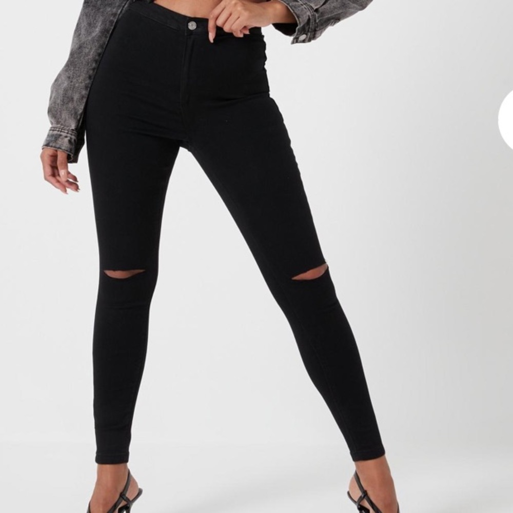JUSTUSA BLACK KNEE RIPPED SKINNY JEANS